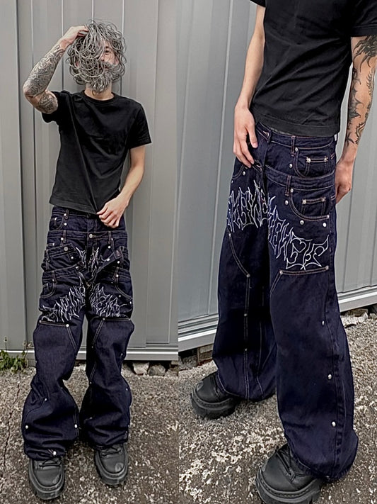 ZENEZ DOUBLE WAIST METAL LOGO PANTS
