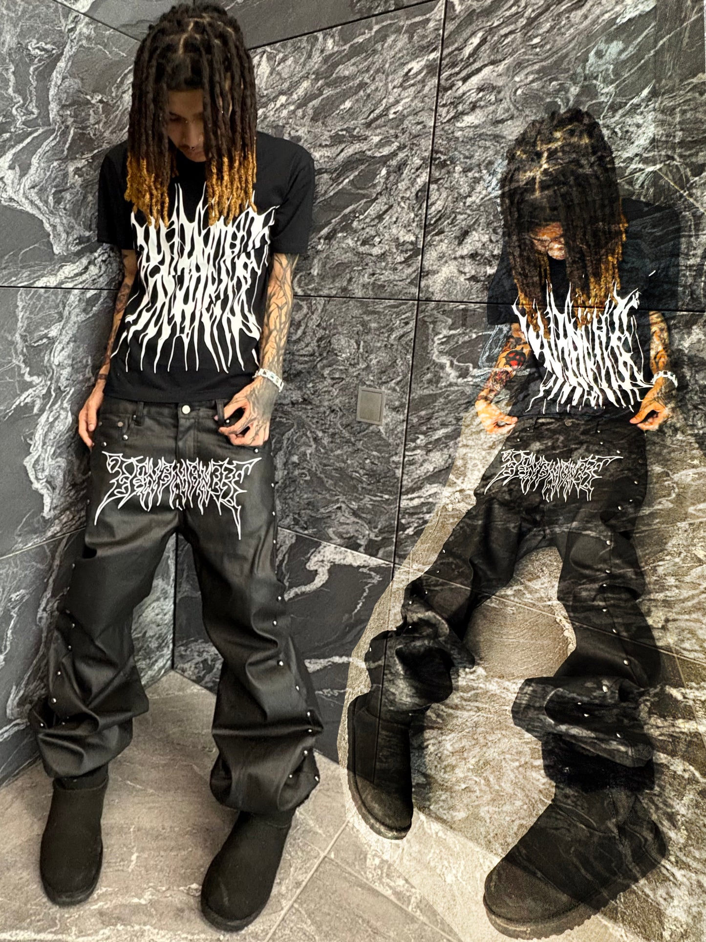 ZENEZ LOGO LEATHER PANTS