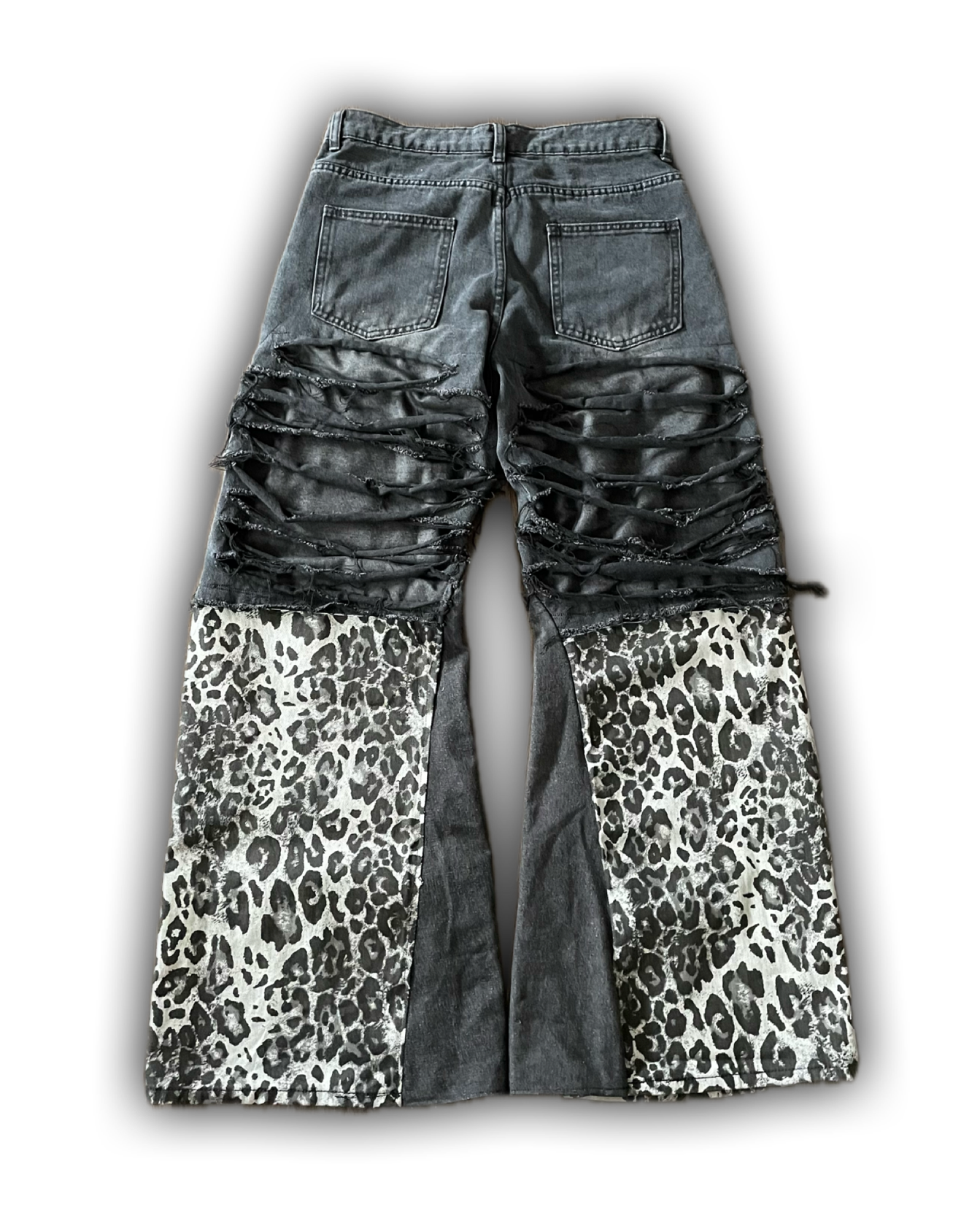 ZENEZ CUSTOM LEOPARD FLARE JEANS