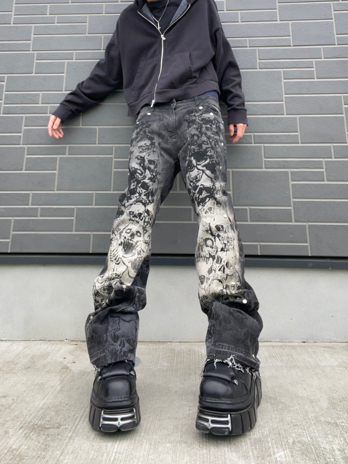 ZENEZ SKULL FLARE JEANS