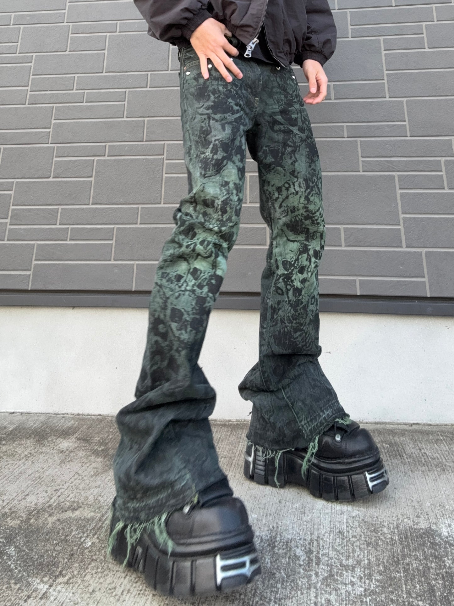 ZENEZ TOXIC SKULL FLARE PANTS