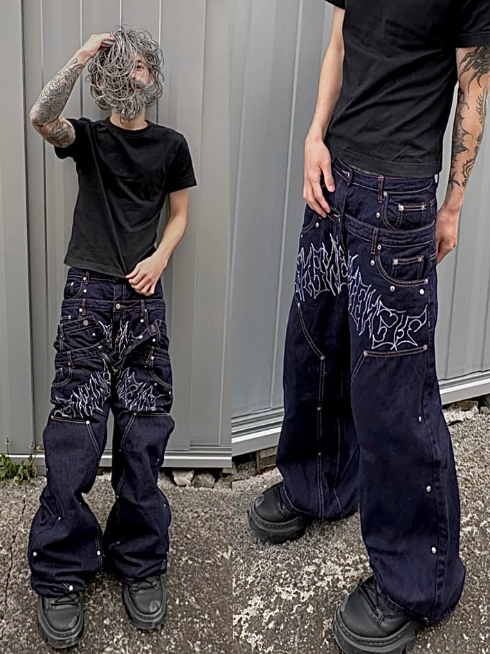 ZENEZ DOUBLE WAIST METAL LOGO PANTS
