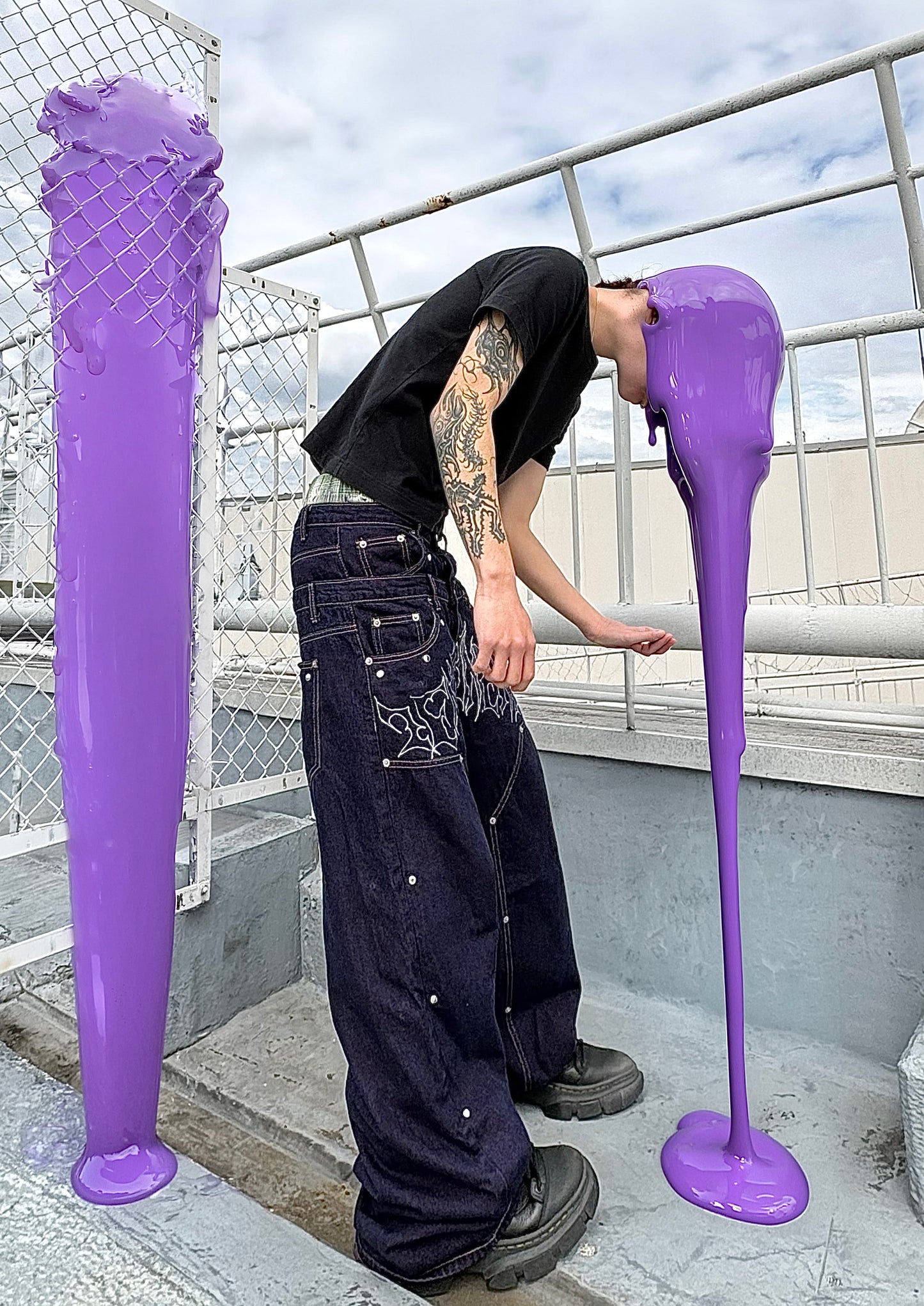 ZENEZ DOUBLE WAIST METAL LOGO PANTS