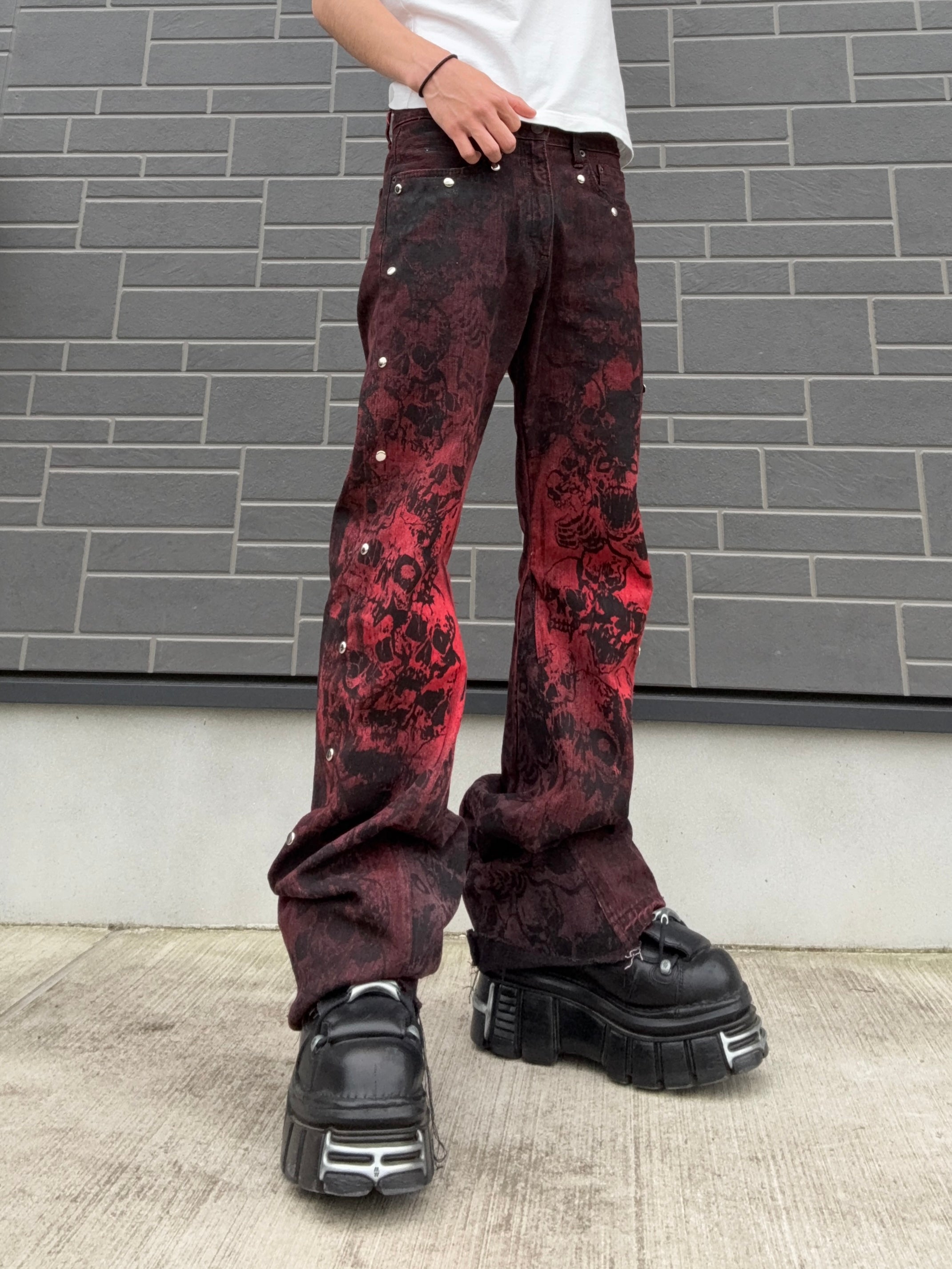 超歓迎された ZENEZ SKULL PAINT JEANS パンツ