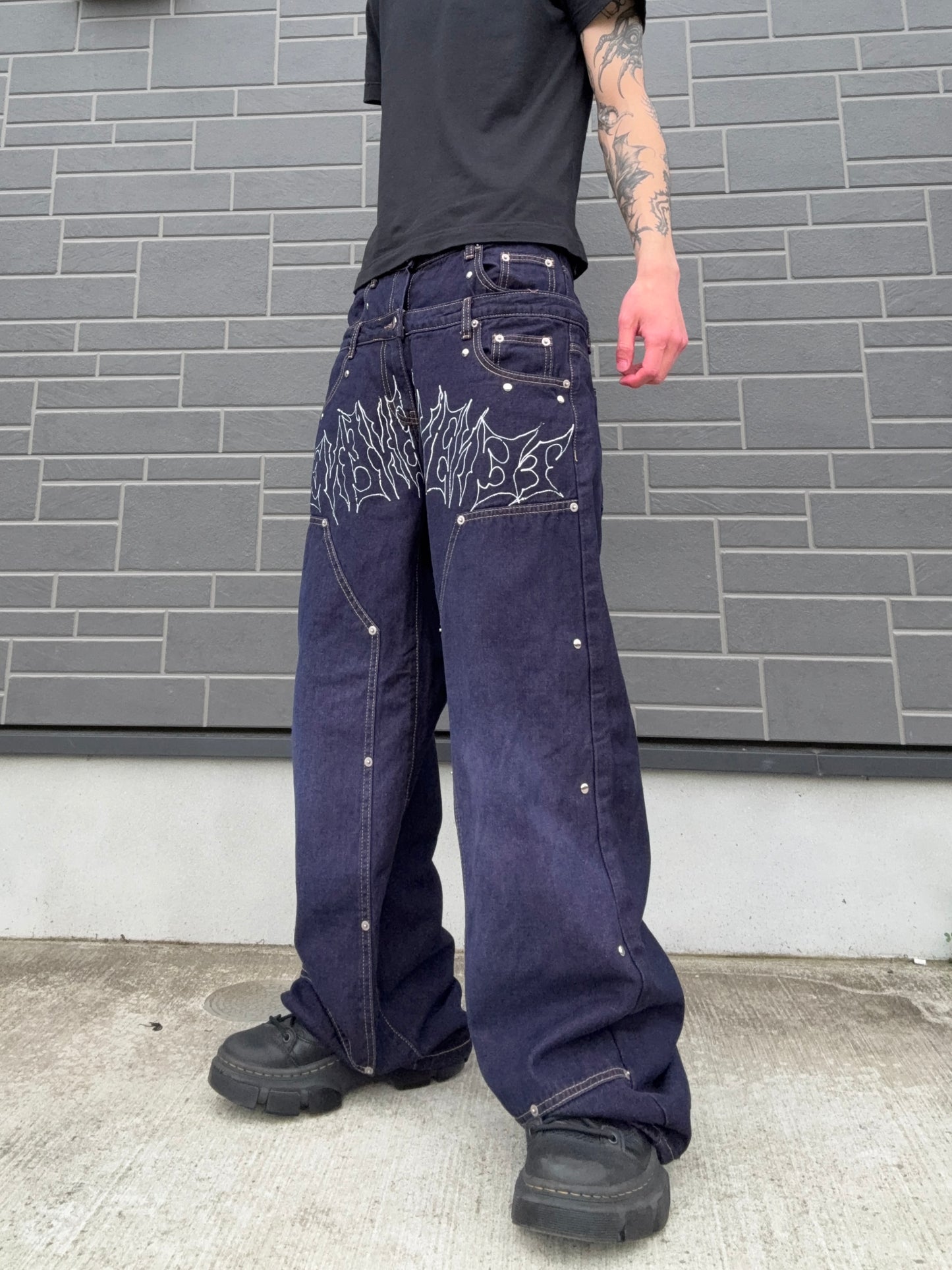 ZENEZ DOUBLE WAIST METAL LOGO PANTS