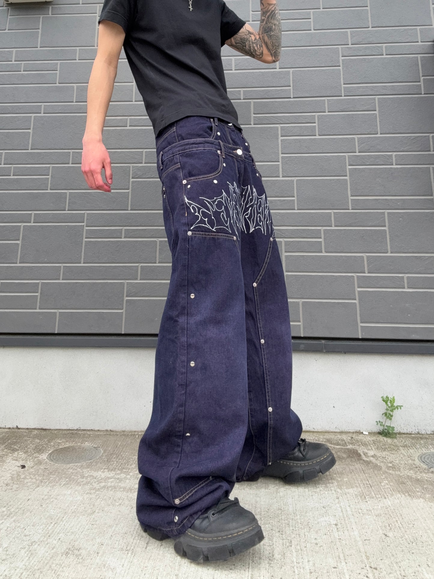 ZENEZ DOUBLE WAIST METAL LOGO PANTS