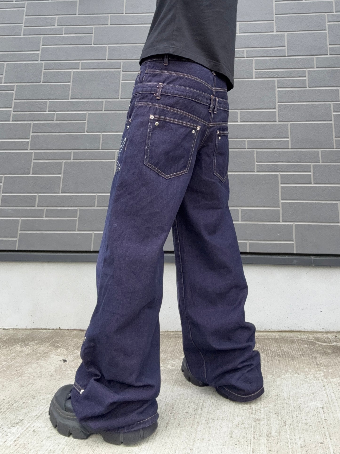ZENEZ DOUBLE WAIST METAL LOGO PANTS