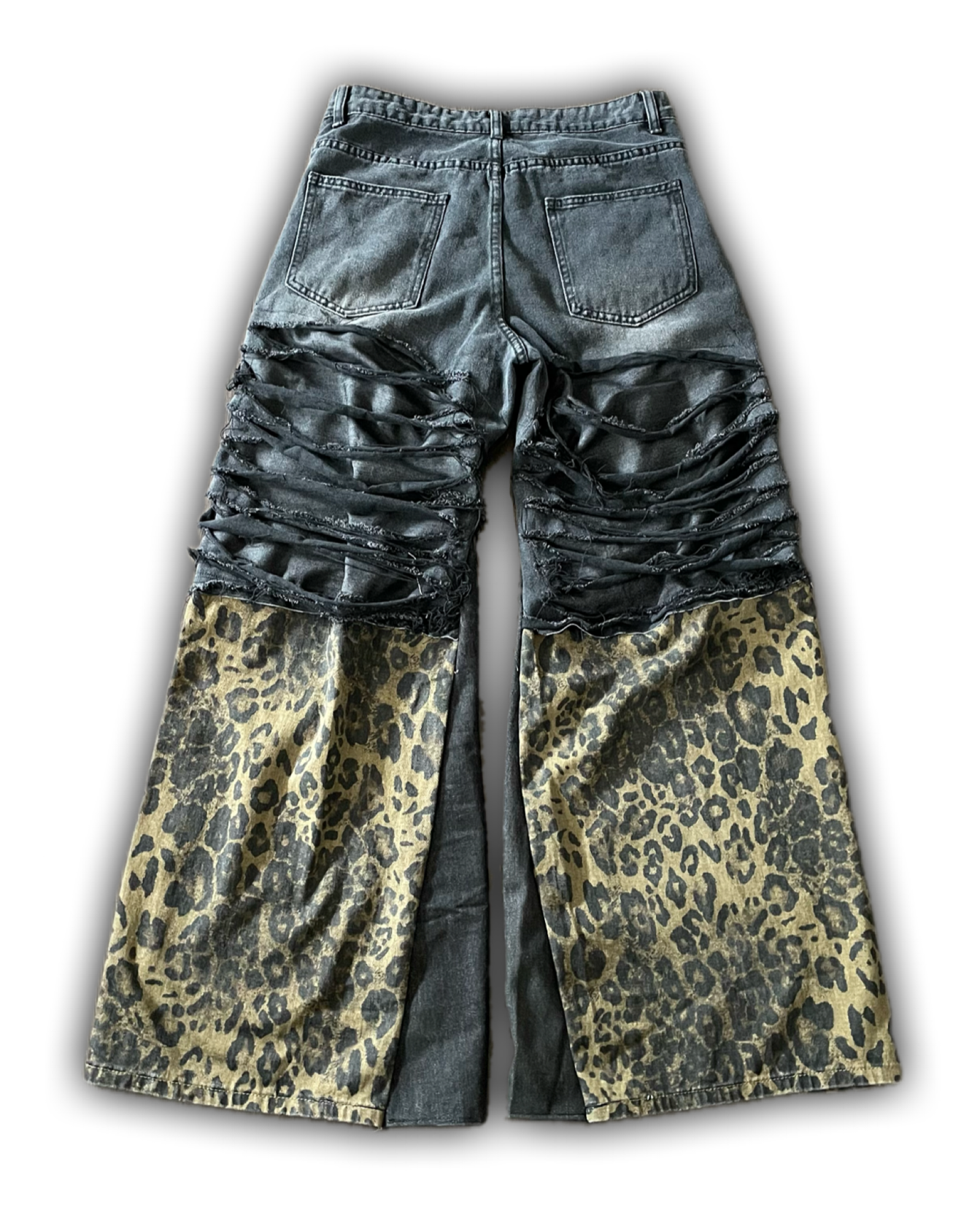 ZENEZ CUSTOM LEOPARD FLARE JEANS