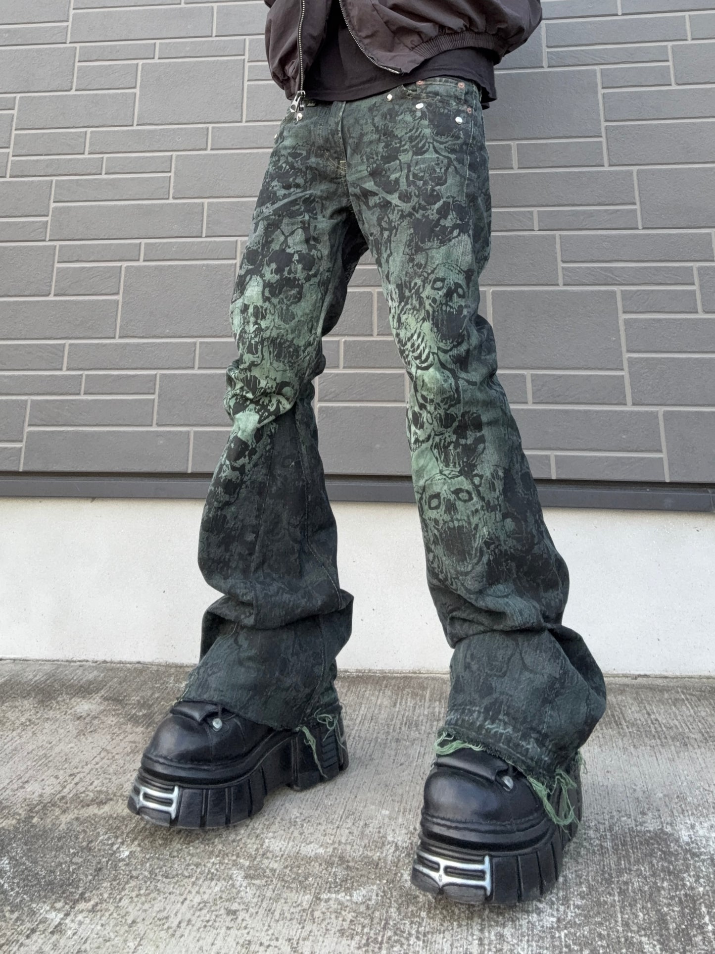 ZENEZ TOXIC SKULL FLARE PANTS
