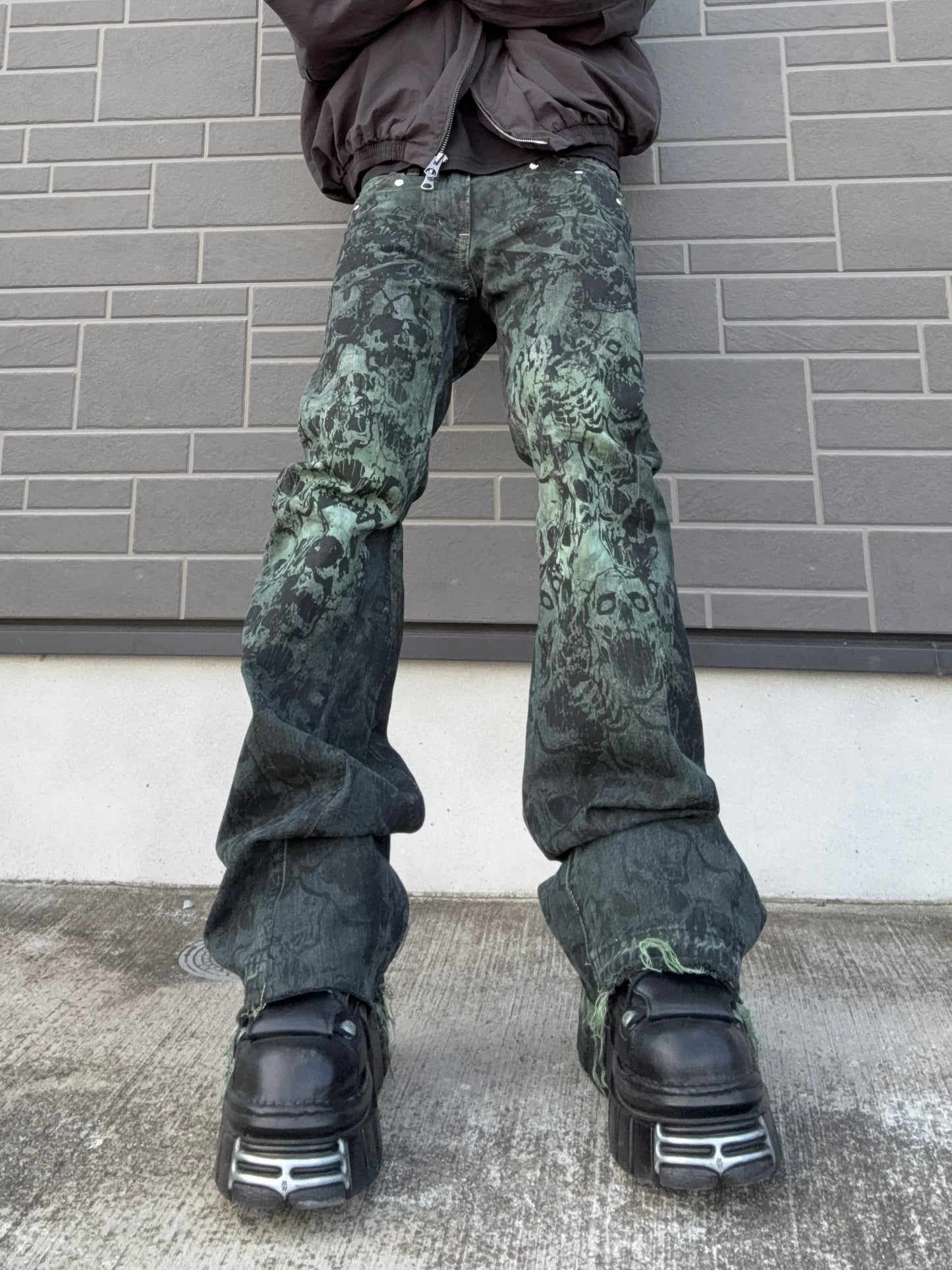 ZENEZ TOXIC SKULL FLARE PANTS