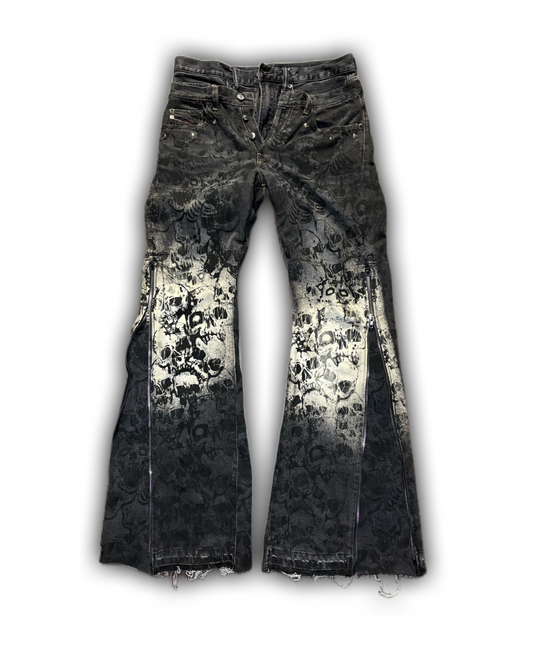 ZENEZ CUSTOM SKULL FLARE PANTS